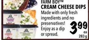 Farm Boy Cream cheese dips offer