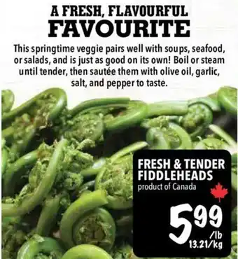 Farm Boy Fresh & tender fiddleheads offer