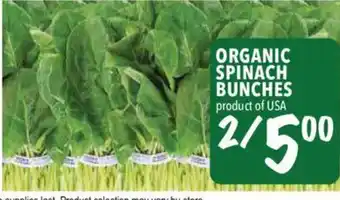 Farm Boy Organic spinach bunches offer