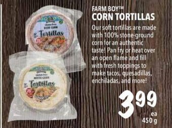 Farm Boy Corn tortillas offer