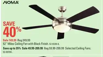 Canadian Tire 52 Miles Ceiling Fan with Black Finish offer