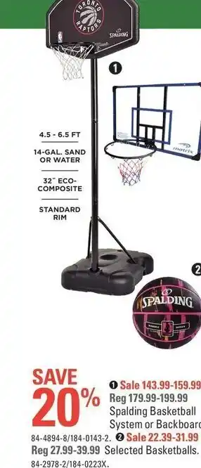 Canadian Tire Spalding basketball system or backboard offer