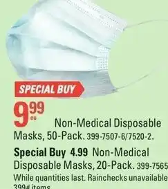 Canadian Tire Non medical disposable masks offer