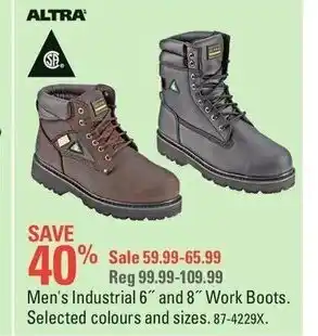 Canadian Tire Men's industrial 6" and 8" work boots offer