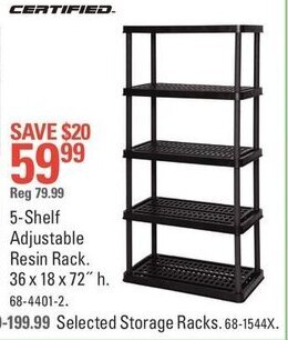 Canadian Tire 5-Shelf adjustable resin rack offer