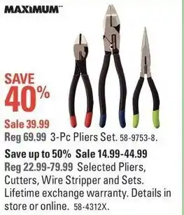 Canadian Tire 3-pc Pliers set offer