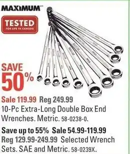 Canadian Tire 10-Pc extra long double box end wrenches offer