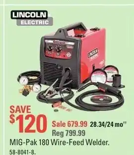 Canadian Tire Mig-pack 180 wire freed welder offer