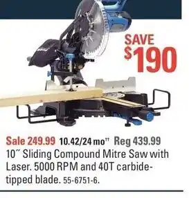 Canadian Tire 10 Sliding Compound Mitre Saw with Laser offer