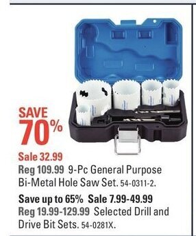 Canadian Tire 9-Pc General Purpose Bi-Metal Hole Saw Set offer