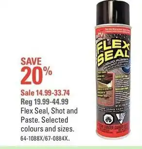 Canadian Tire Flex seal shot and paste offer
