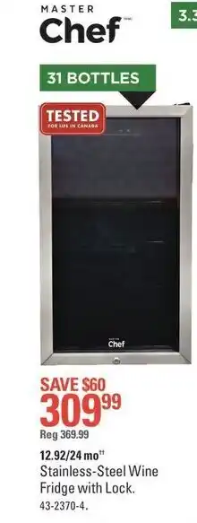 Canadian Tire Stainless-steel wine fridge with lock offer