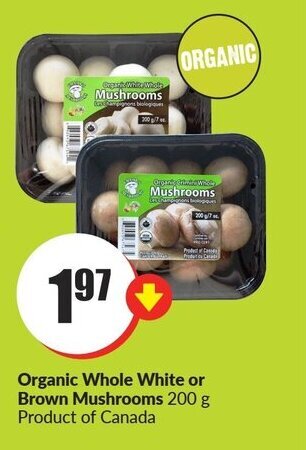 FreshCo Organic whole white or brown mushrooms offer