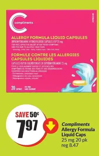 FreshCo Compliments allergy formula liquid caps offer