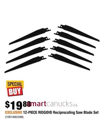 Home Depot 12-Piece ridgid reciprocating saw blade set offer