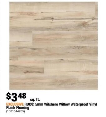 Home Depot HDC 5mm wilshere willow waterproof vinyl plank flooring offer