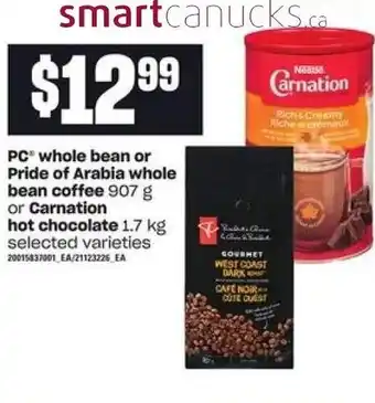 Atlantic Superstore PC Whole Bean or Pride of Arabia Whole Bean Coffee offer