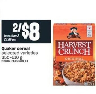 Independent Grocer Quaker Cereal offer