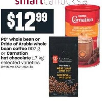 Independent Grocer PC Whole Bean or Pride of Arabia Whole Bean Coffee offer