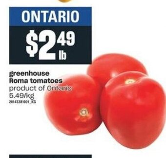 Independent Grocer Greenhouse Roma Tomatoes offer