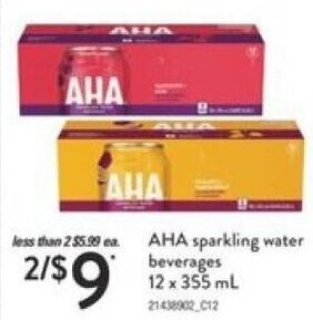 Independent Grocer AHA sparkling water beverages offer