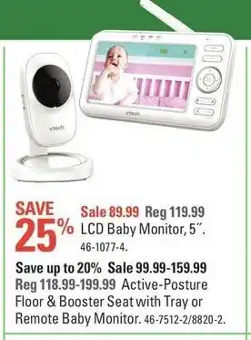 Canadian Tire Active-posture floor & booster seat with tray or remote baby monitor offer