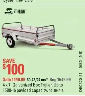 Canadian Tire Galvanized box trailer offer
