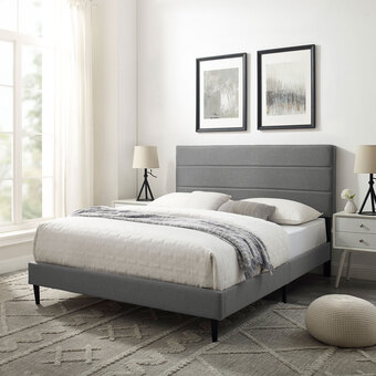 Best Buy Alexis Transitional Upholstered Platform Bed - Queen - Dark Grey offer