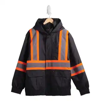 Giant Tiger Tradesmax Pro High Visibility Polyester Hooded Oxford Jacket with Reflective Straps offer