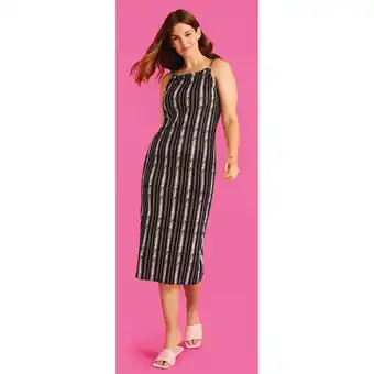 Giant Tiger lily morgan Women's Ribbed Textured Square Neck Full Length Dress with Spaghetti Straps offer