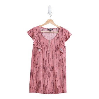 Giant Tiger lily morgan Women's Printed Sleeveless Scoop Neck Top with 3/4 Front Zip Closure offer