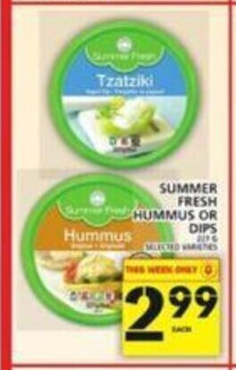 Food Basics Summer Fresh Hummus or Dips offer