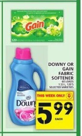 Food Basics Downy Or Gain Fabric Softener offer