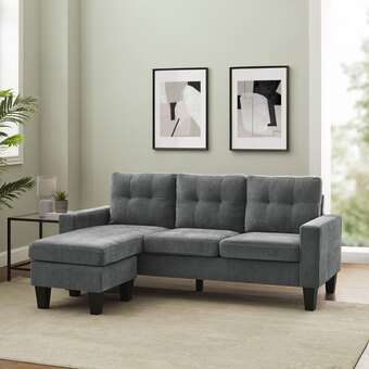 Best Buy Althea Chaise Polyester Sectional Sofa - Dark Grey offer