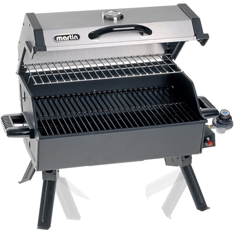 Best Buy Martin Portable Propane Gas Grill - 14000 BTU Tabletop BBQ with Porcelain Grate, Folding Support Legs and Grease Pan offer
