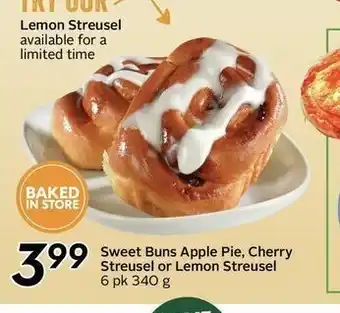 Sobeys Sweet Buns Apple Pie, Cherry Streusel or Lemon Streusel offer