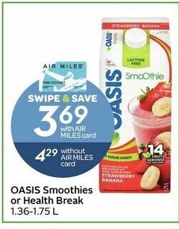 Sobeys Oasis Smoothies or Health Break offer