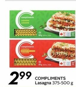 Sobeys COMPLIMENTS lasagna offer