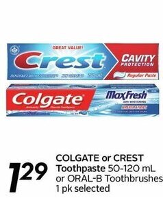 Sobeys COLGATE or CREST toothpaste offer