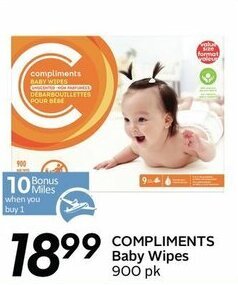 Sobeys COMPLIMENTS baby wipes offer