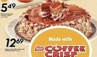 Sobeys Single layer cake made wih COFFEE CRISP offer