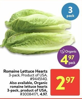Walmart Romaine lettuce hearts offer