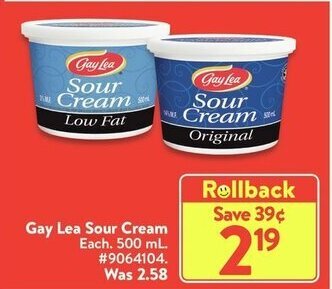 Walmart Gay lea sour cream offer