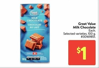 Walmart Great value milk chocolate offer