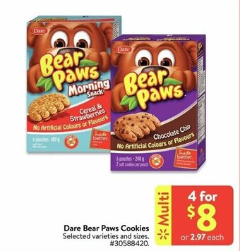 Walmart Dare bear paws cookies offer