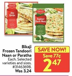 Walmart Bikaji frozen tandoori naan or paratha offer