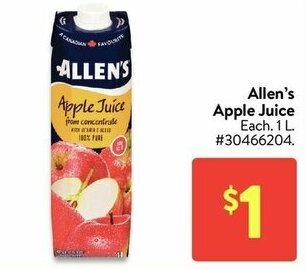 Walmart Allen's apple juice offer