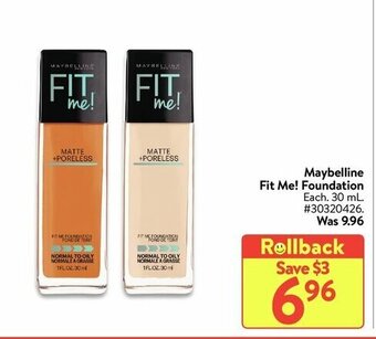 Walmart Maybelline fit me! foundation offer