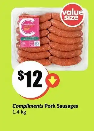 FreshCo Compliments pork sausages offer
