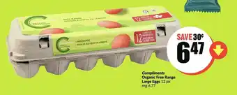 FreshCo Compliments organic free range large eggs offer